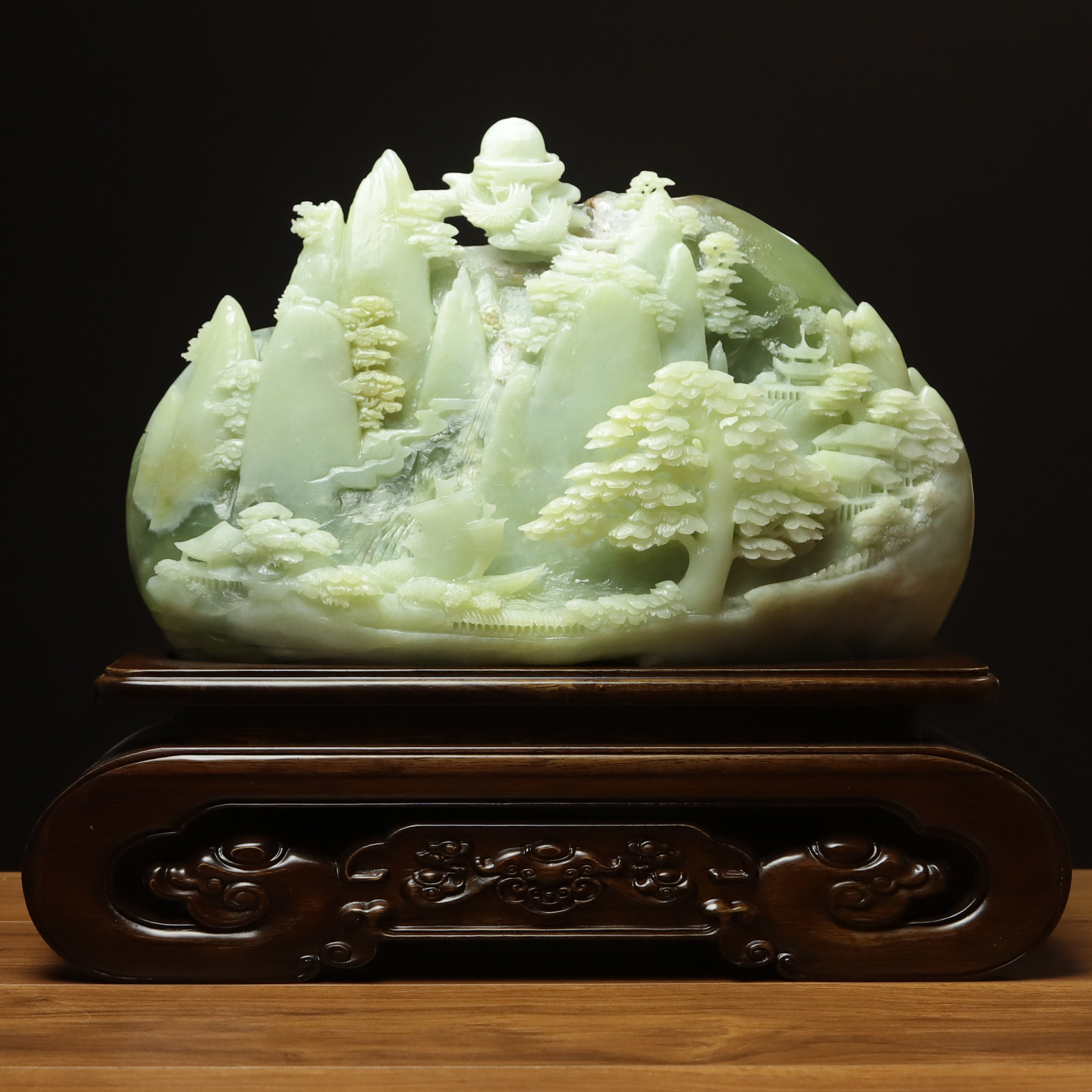 尚品美格 天然玉石桌面摆件 整料原色雕刻福禄山水 高端礼品FA152