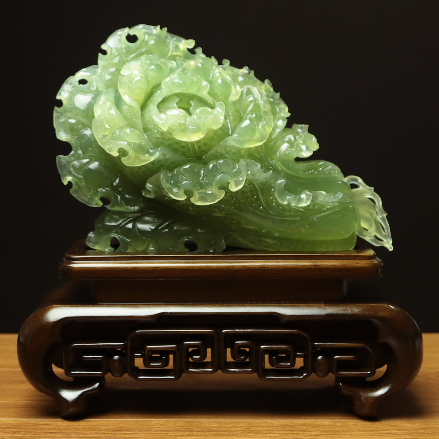 尚品美格 天然玉石岫玉桌面摆件 整料原色招财白菜 开业礼品FA482