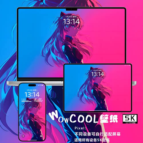 EVA明日香动漫二次元4K高清手机电脑平板休闲壁纸插画风景唯美