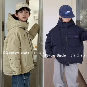 品牌童装2023冬季新款儿童洋气冲锋衣中大童90白鸭绒羽绒服23796
