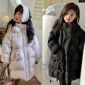 啦芙莱童装2023冬装新款女童韩版中长款连帽90绒羽绒服外套2568