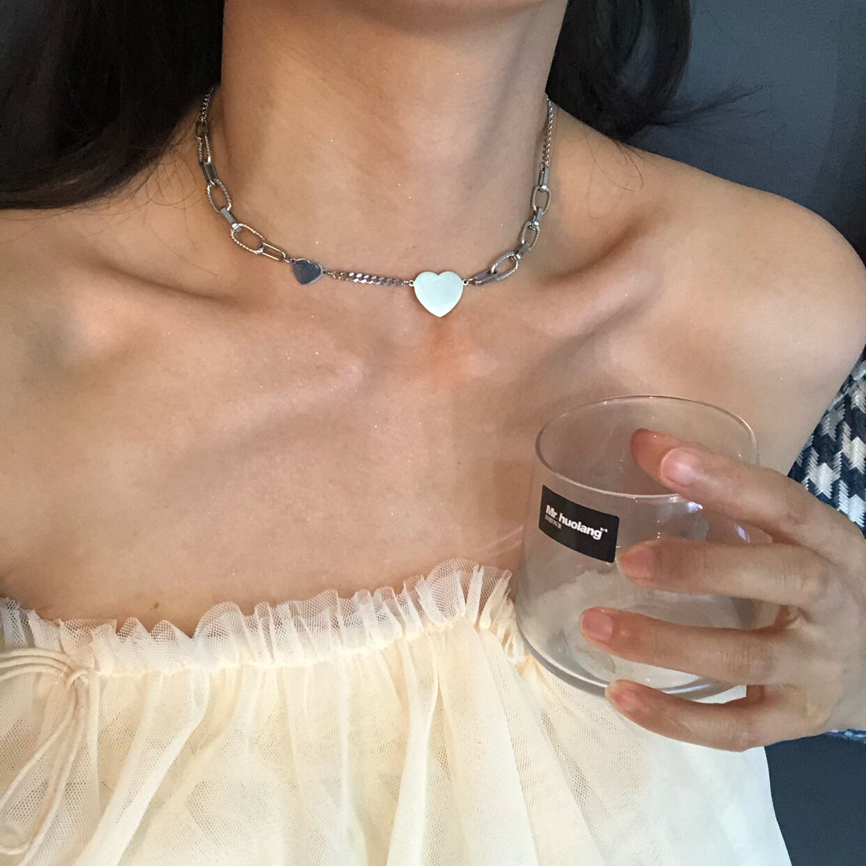 爱心项链女ins简约小众设计感项链