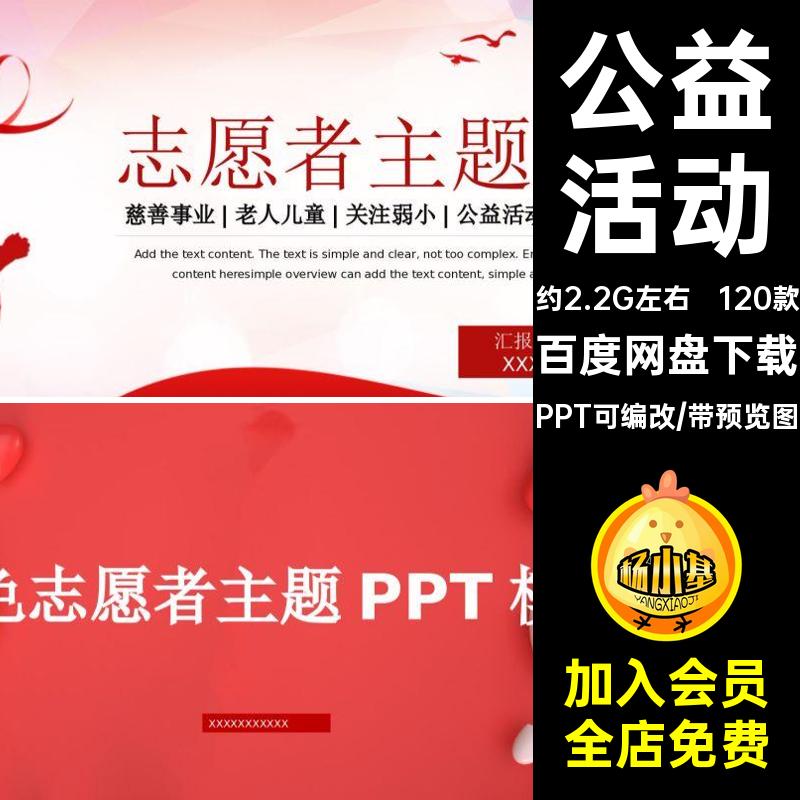 公益活动PPT可编改培训120款志愿者主题模板志愿者活动策划爱心