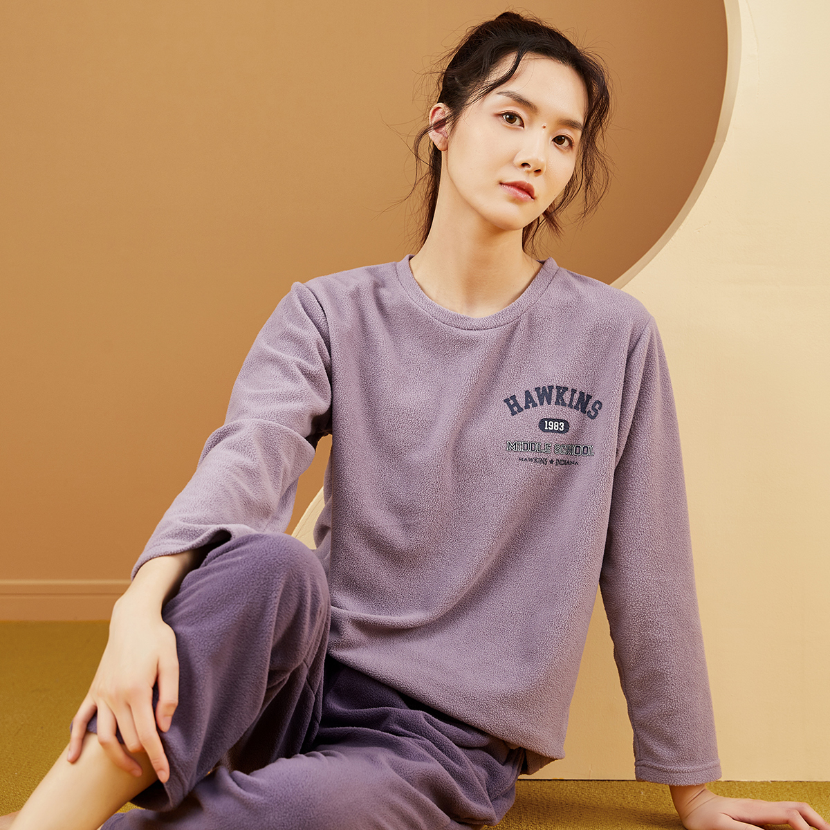 顶呱呱顶瓜瓜摇粒绒睡衣女长袖秋季可外穿休闲中厚家居服套装