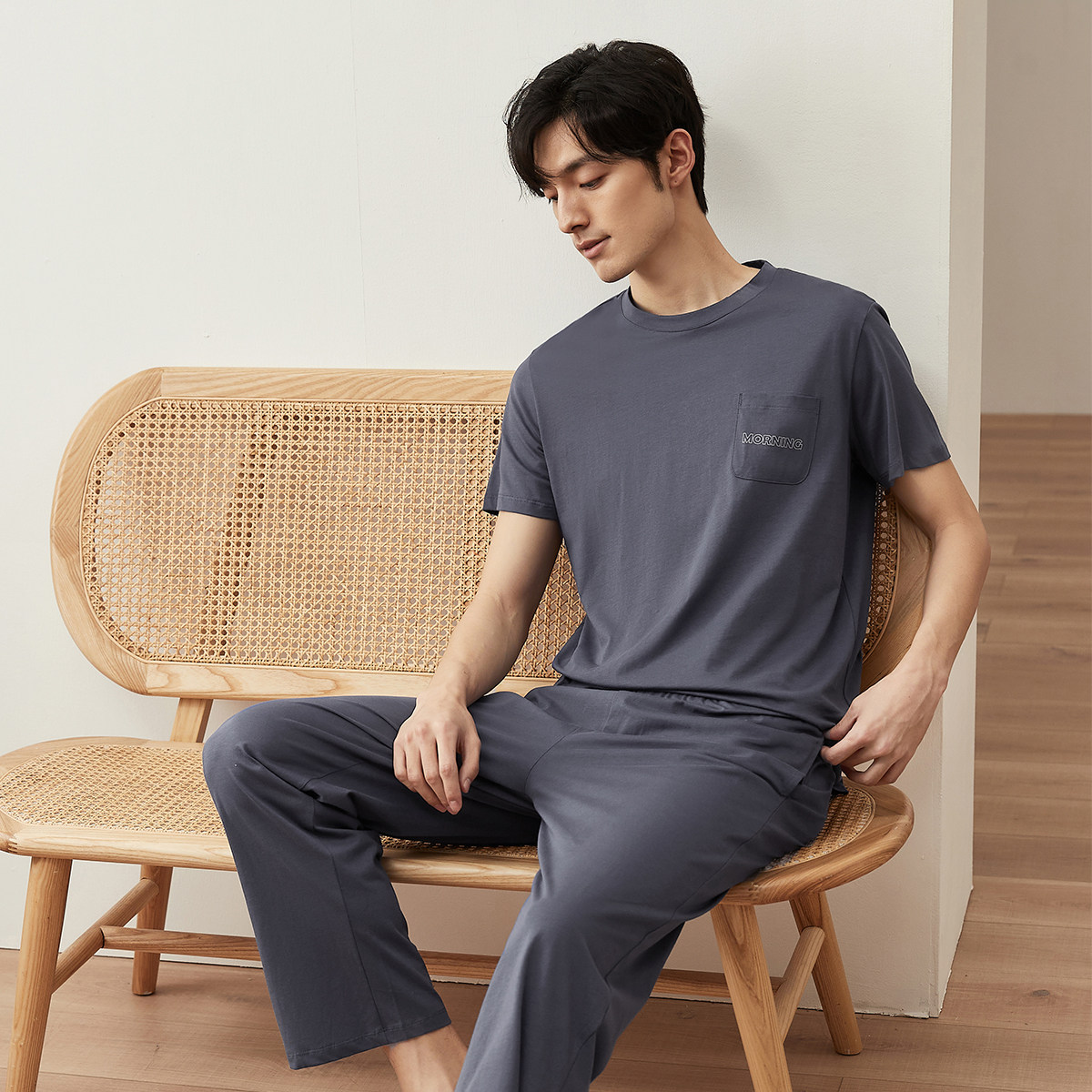 顶呱呱顶瓜瓜男士短袖长裤纯棉睡衣春夏新品薄款可外穿家居服套装