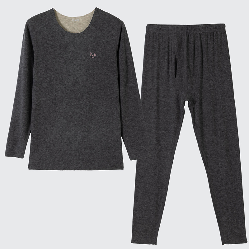 【含蚕丝羊毛双面磨毛】顶呱呱情侣德绒保暖内衣套装无痕秋衣秋裤