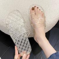 Transparent anti-slip, simple bathroom and bath home crystal slippers, waterproof indoor thick-soled plastic cooling slippers for summer thumbnail 5