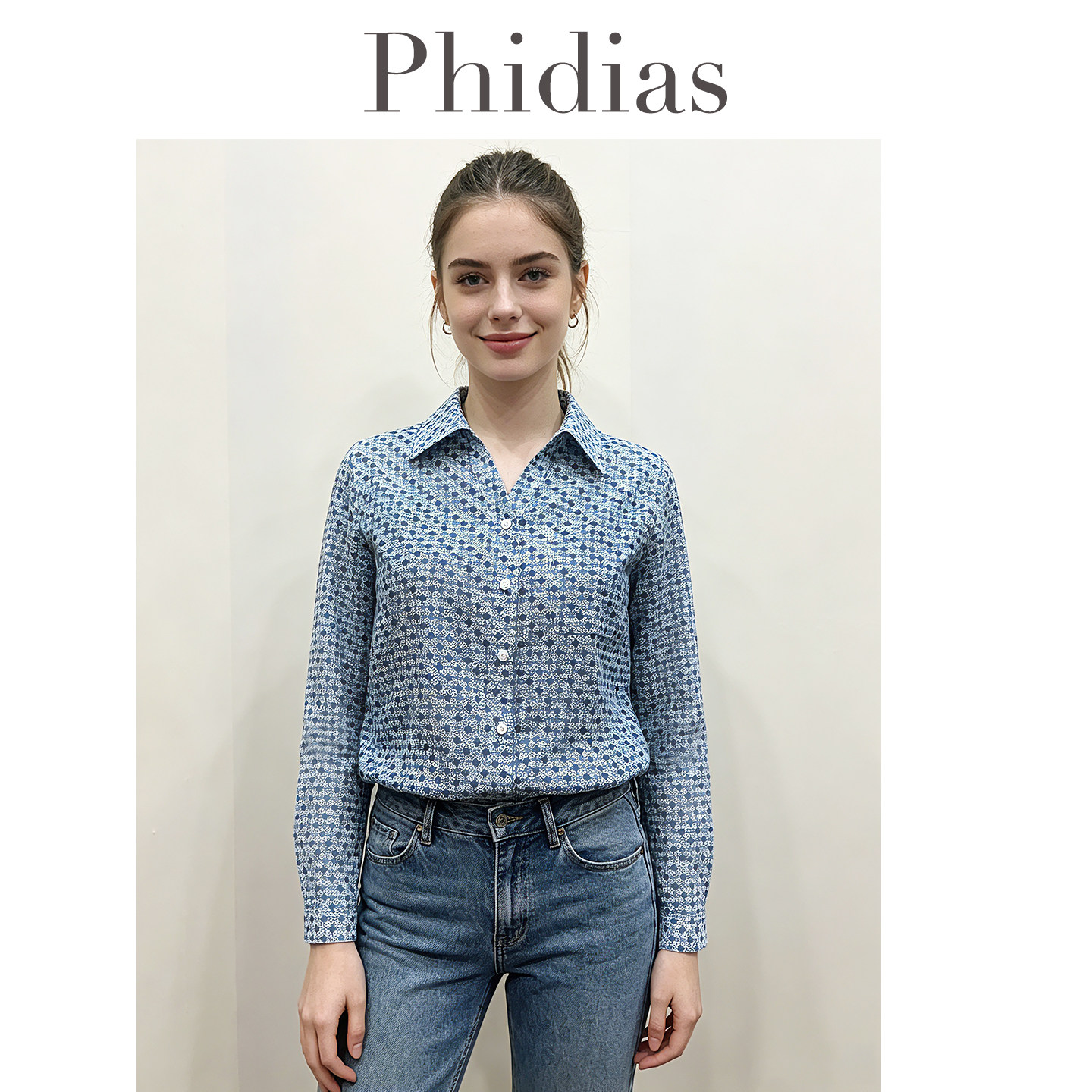 Phidias设计感碎花衬衫女上衣2026夏新款法式v领衬衣宽松大码女装