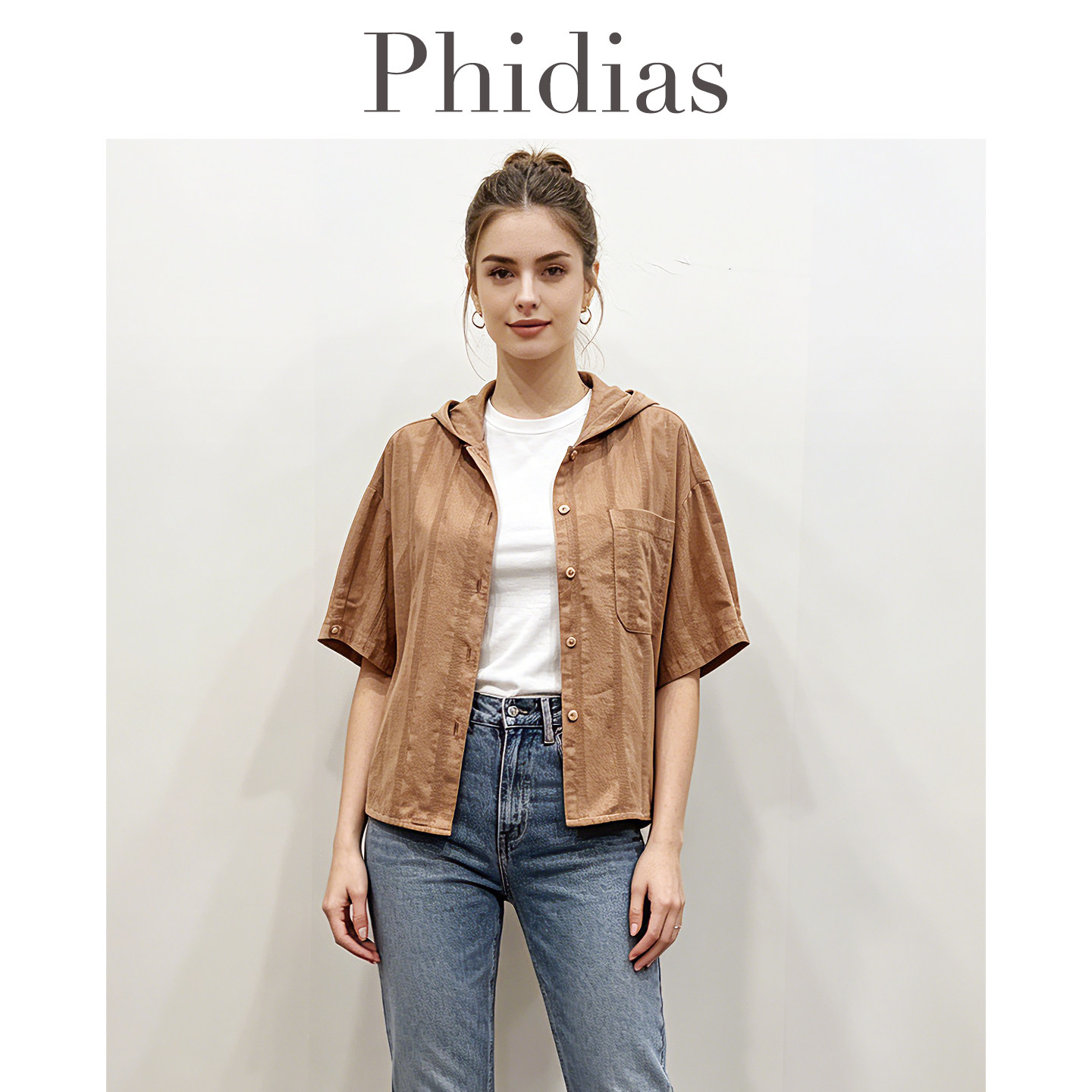 Phidias大码女装2026新款春夏季宽松衬衫女设计感小众连帽上衣