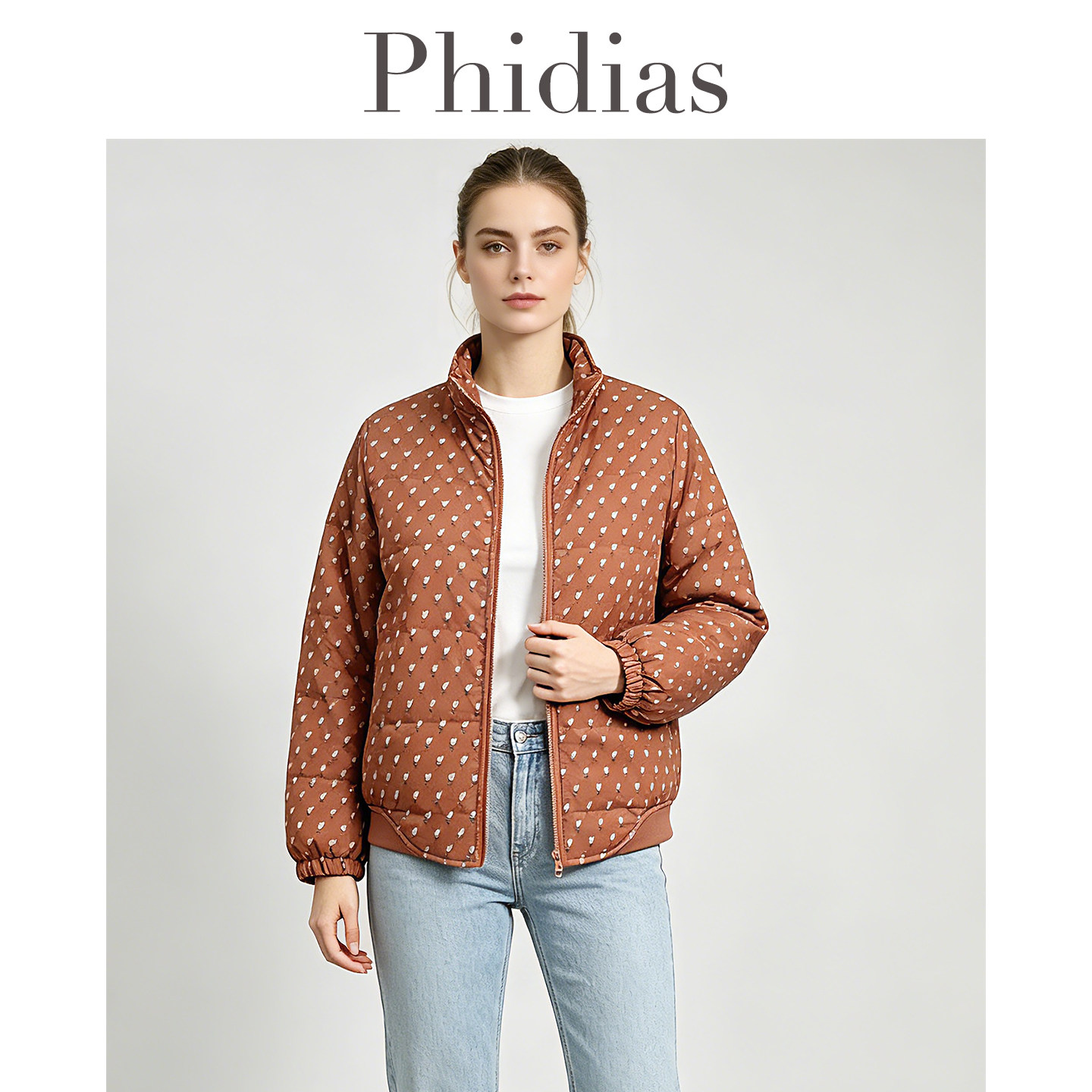 Phidias过年红色棉服女冬季大码女装2026年新款显瘦长袖短款棉衣
