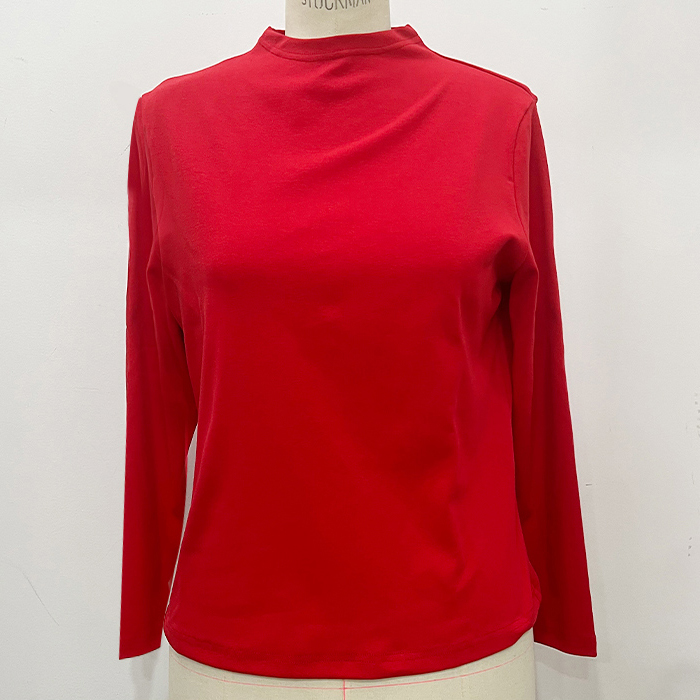 Phidias安哥拉红色衬衫女2024年秋新款高级感纯色显瘦长袖打底衫