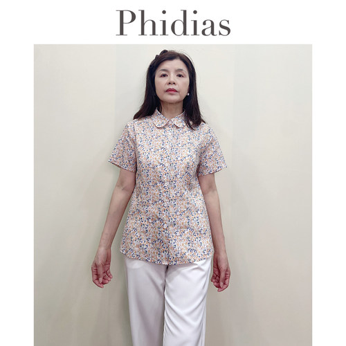 Phidias短袖衬衫女夏季2026新款田园风显瘦遮肚薄款上衣大码女装