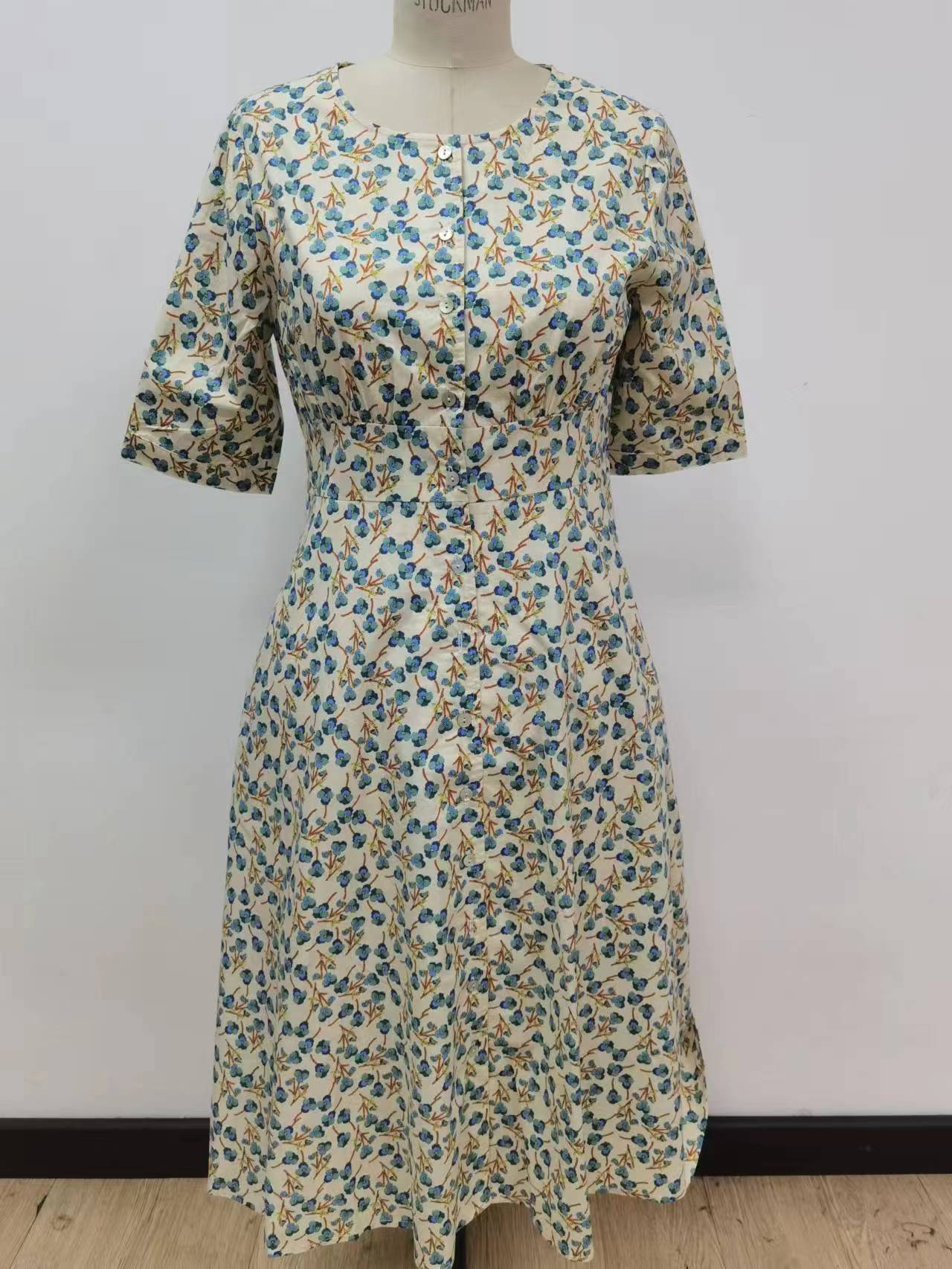 样衣捡漏春夏纯棉碎花连衣裙