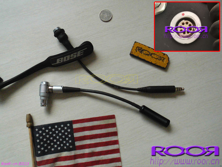 美国 BOSE 飞行耳机 连接线/转接线 阿古斯塔直升机Fischer 8 Pin