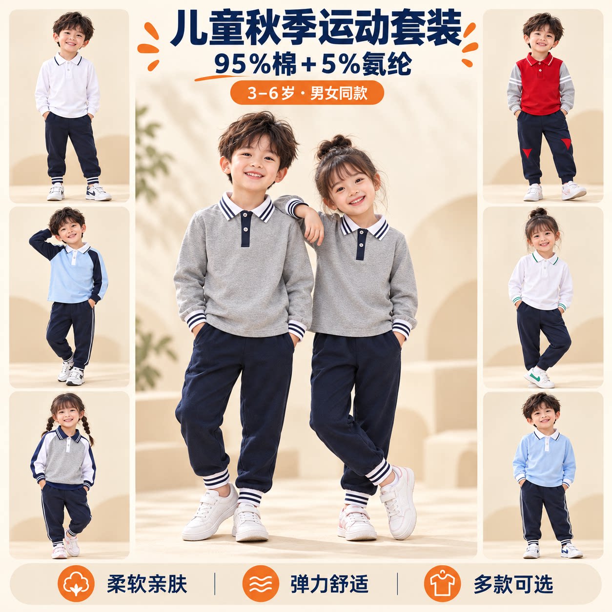 新款2026儿童户外春秋防晒长袖防蚊虫紫外线幼儿园班服小学运动服