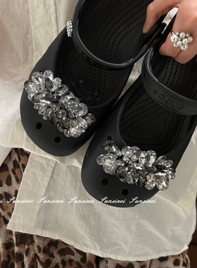原创爆闪水钻芭蕾鞋扣适配Crocs