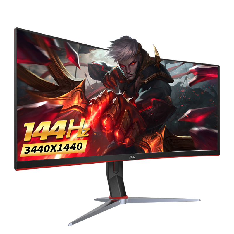 AOC 4K144Hz带鱼屏34英寸显示器曲面屏21:9屏幕HDR炒股1ms响应CU3