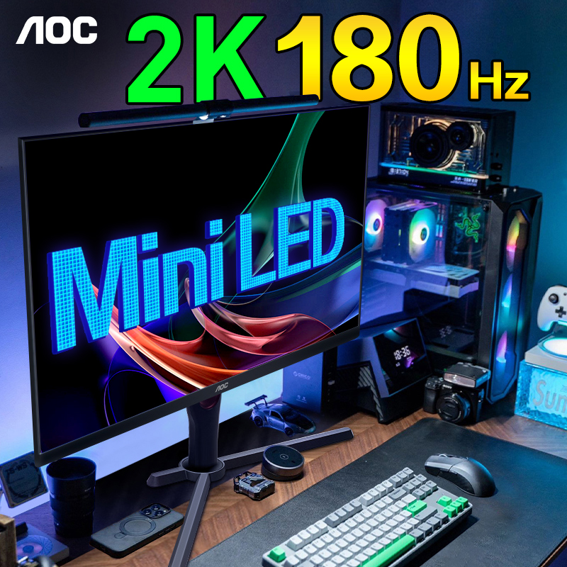 AOC 27英寸MiniLED显示器2K180Hz电竞台式Q27G3XMN电脑144hz屏幕 电脑硬件/显示器/电脑周边 娱乐办公显示器/随心屏/移动屏 原图主图