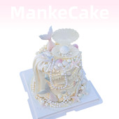 漫刻创意复古手绘珍珠美人鱼动物奶油生日蛋糕女士上海同城配送