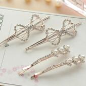 日韩水钻成人头饰边夹气质简约发饰刘海发夹饰品碎发一字发卡子