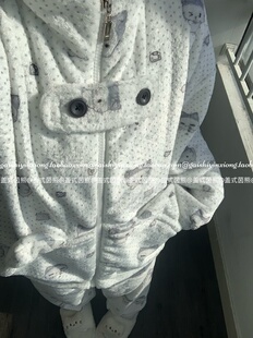 盖式茵熊【喵泥来信】原创软妹冬季法兰绒加厚拉链睡衣外穿家居服