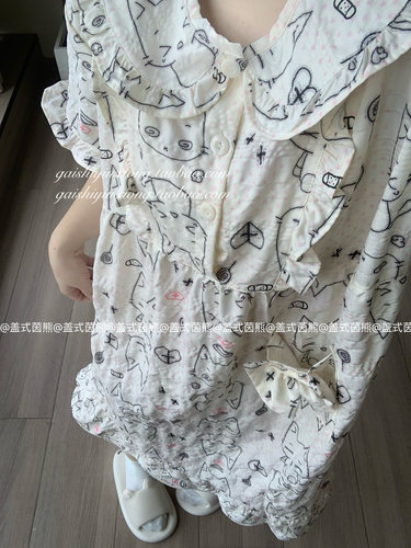 盖式茵熊原创【呆呆小猫】可爱睡裙夏季舒适可外穿软妹宅萌家居服