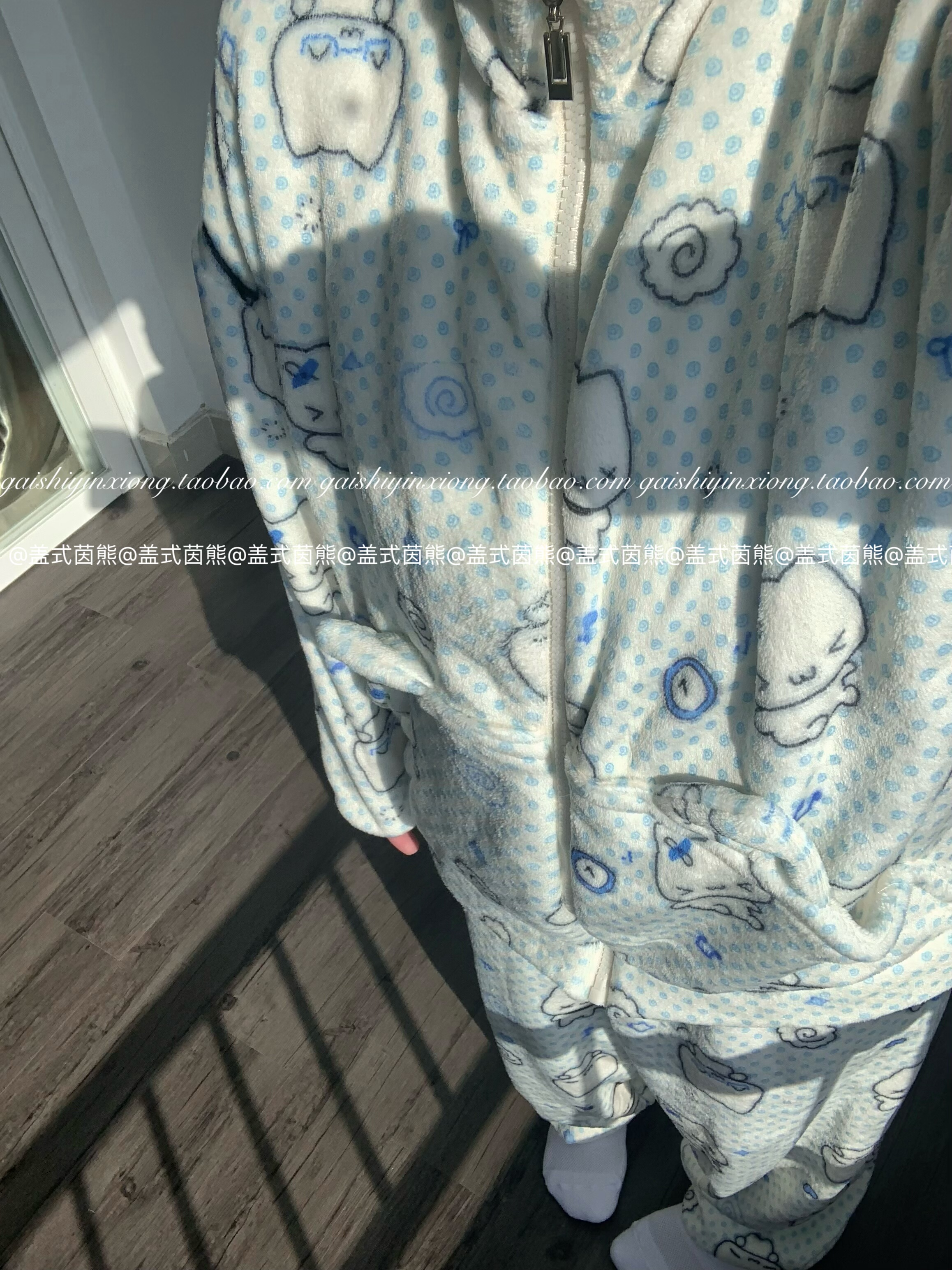 盖式茵熊【喵喵心事】原创日系软妹冬季法兰绒拉链睡衣外穿家居服