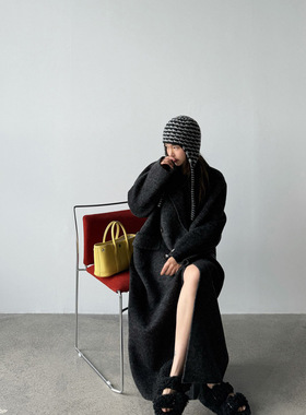 「女装」-秋冬-加厚羊毛大衣宽松长款毛呢保暖外套（S）