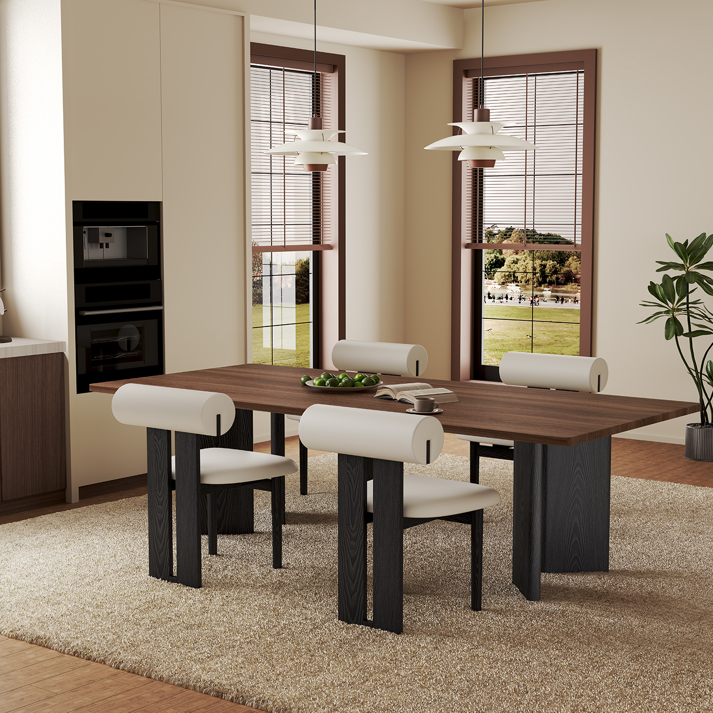 国补意式极简小户型长方形家用客厅现代简约实木餐桌轻奢餐椅组合