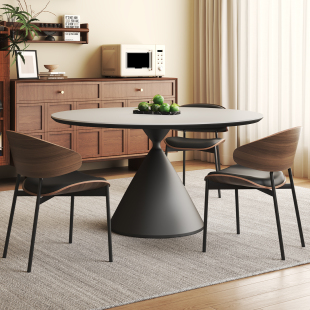 国家补贴岩板圆餐桌带转盘家用意圆桌客厅小户型现代简约圆形饭桌