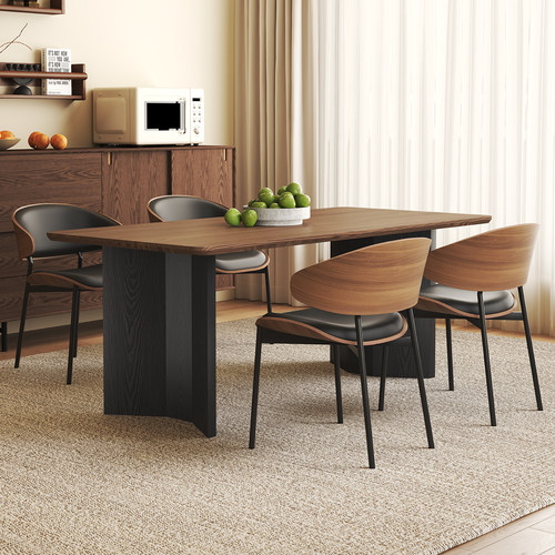 2025小户型意式极简全实木长方形餐桌椅组合家用现代简约饭桌子