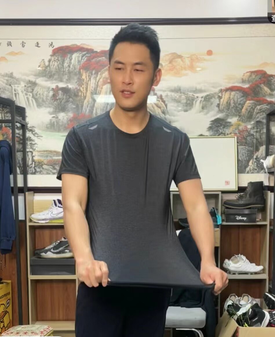 夏季 速干冰丝弹力衣男短袖t恤运动健身跑步训练服324307励