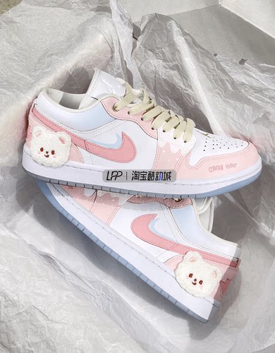 LPP定制球鞋 Air Jordan 1 Low 布蕾小熊庄园甜蜜爱恋低帮篮球鞋