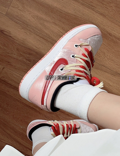 LPP定制球鞋 Air Jordan 1 Low 粉丝绒解构双鞋带低帮复古篮球鞋
