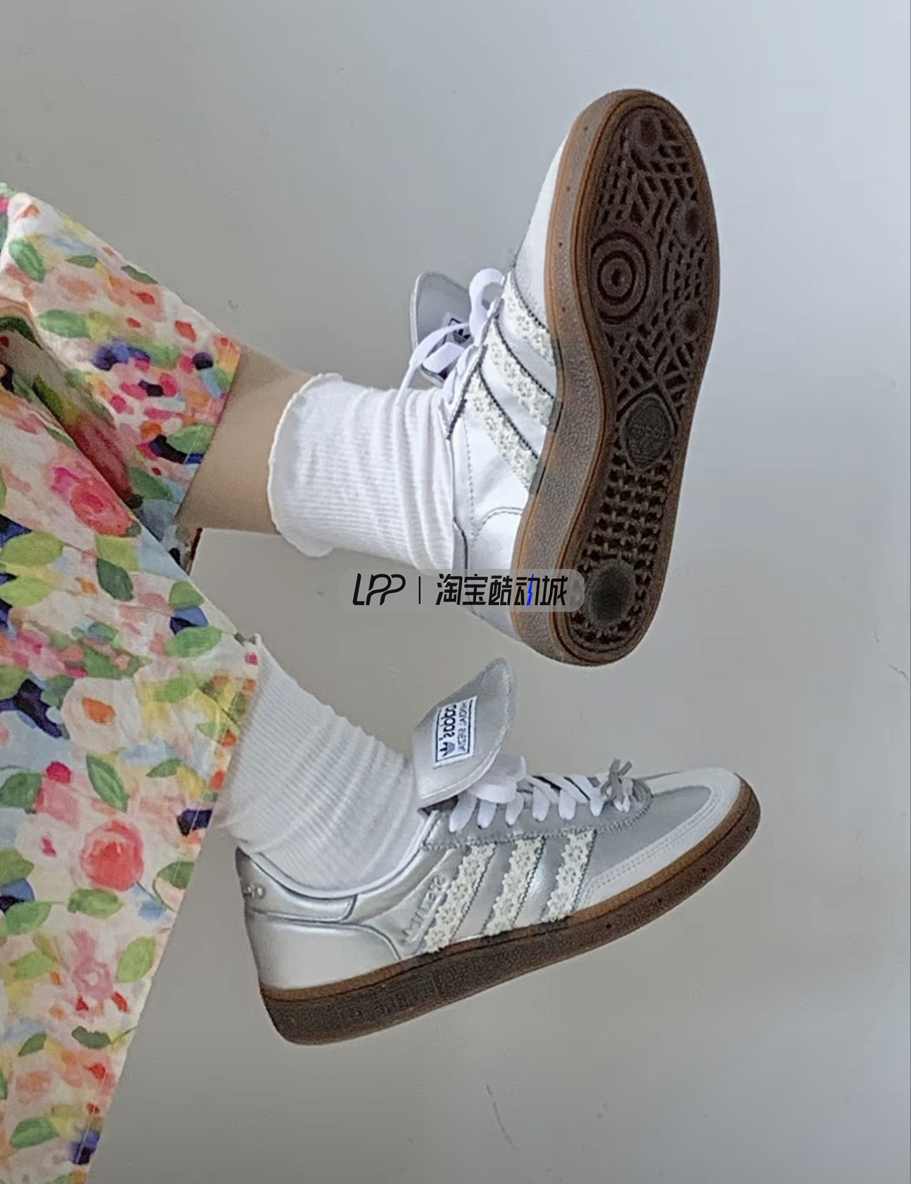 LPP定制球鞋 Adidas Handball Spzl 银雾、奶油草莓熊低帮板鞋