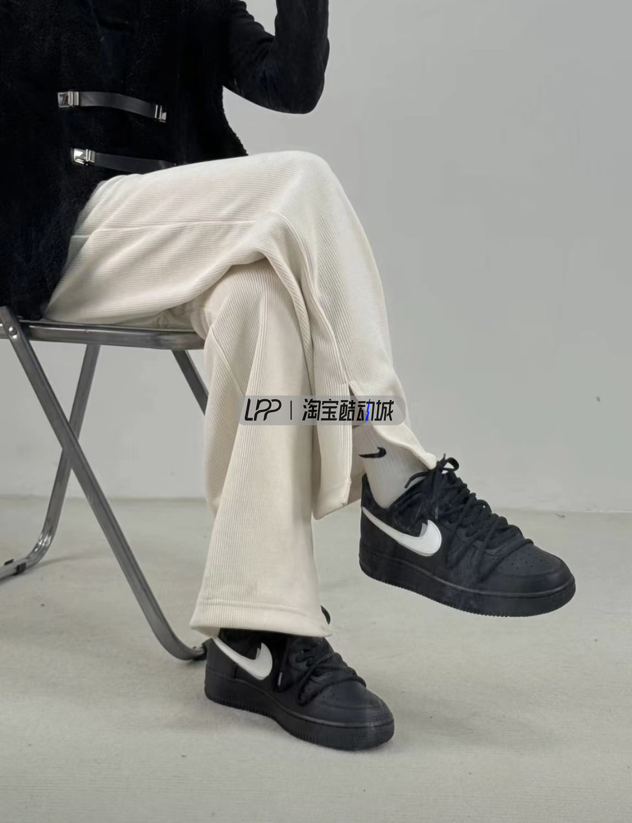 lpp定制球鞋 nike air force 1 颠倒高街风黑白熊猫解构空军一号