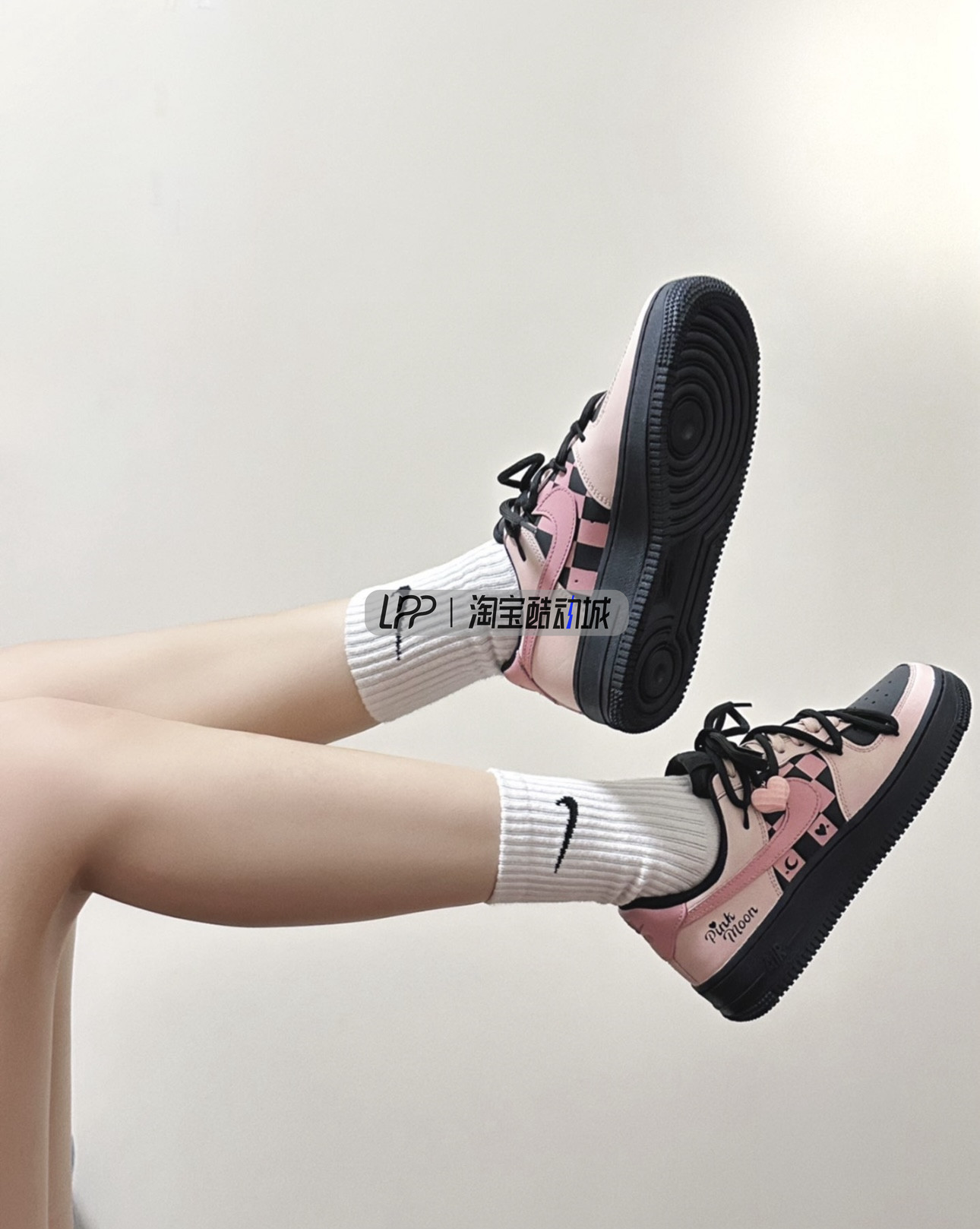 LPP定制球鞋 Nike Air Force 1 黑糖辣妹个性学院风黑粉空军一号