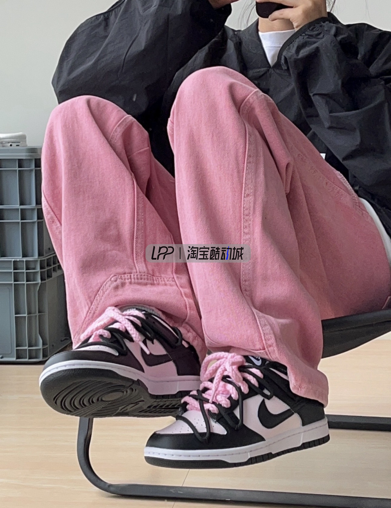 LPP定制球鞋 Nike Dunk Low 桃之夭夭解构双鞋带笑脸嘻哈黑粉板鞋
