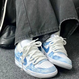 LPP定制球鞋 Nike Big Low 浮光翊马 晕染手绘做旧 低帮板鞋 男款