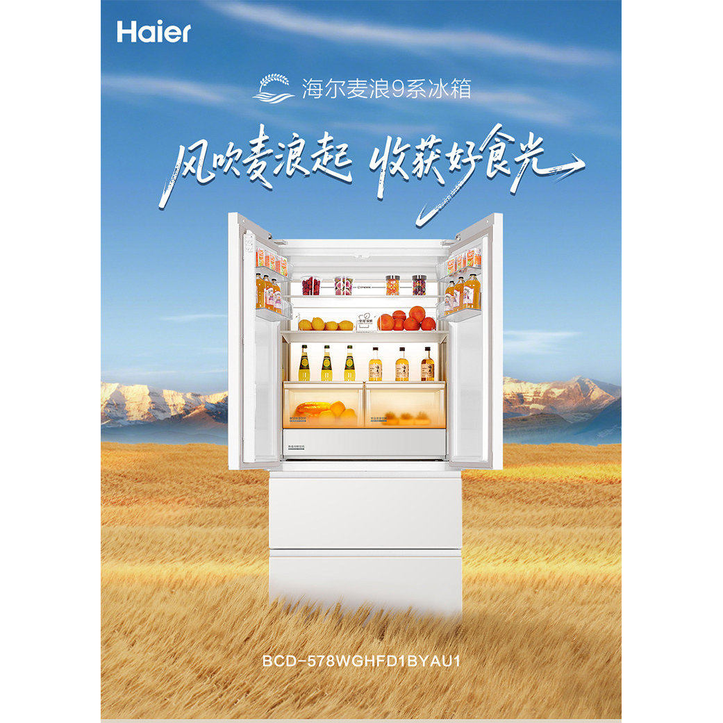Haier/海尔BCD-578WGHFD1BYAU1麦浪双系统全域杀菌全空间保鲜冰箱