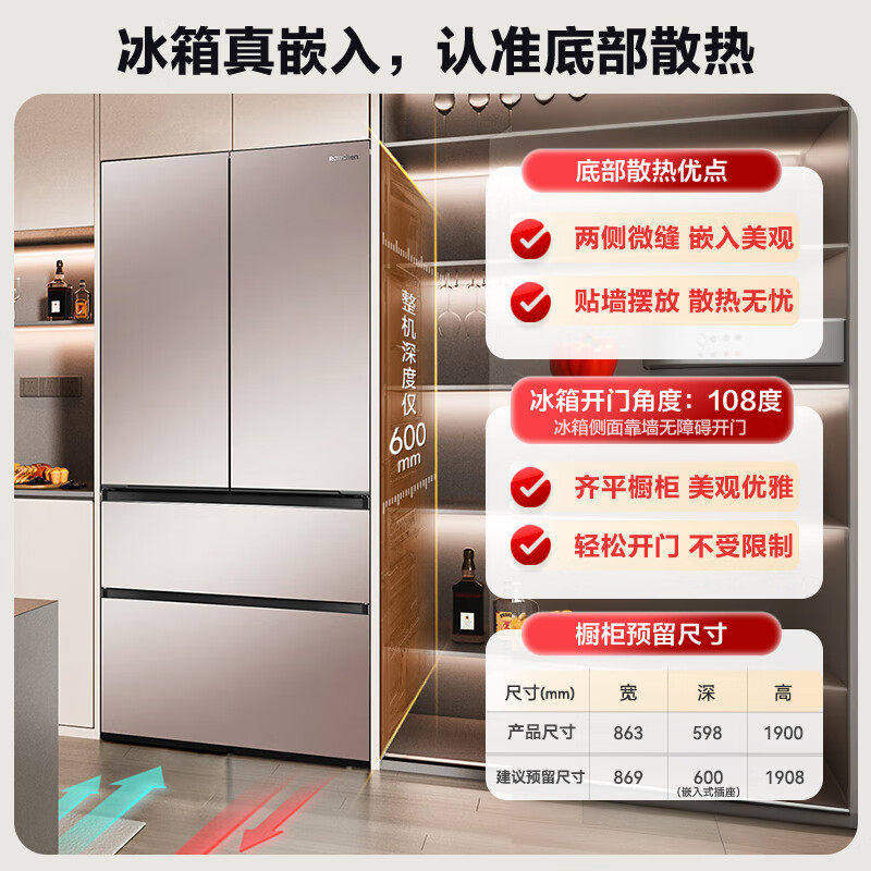 Ronshen/容声 BCD-515W60FZBAS养鲜法式多门大容量一级家用冰箱