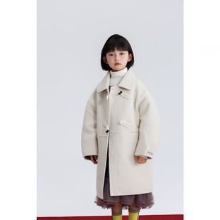 常规排扣长袖 秘密花园秋冬纯色中长款 式 款 羊毛呢外套M6615 韩版