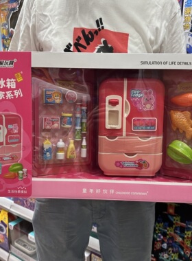 宏星多功能拉杆冰箱双开门冰柜冷冻室过家家灯光小家电玩具套装