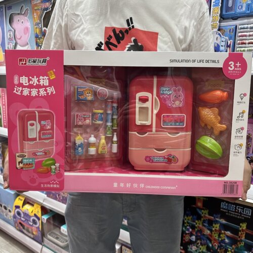 儿童过家家玩具宏星双门拉杆冰箱