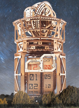 UGEARS乌克兰进口木质机械传动陀飞轮转动台钟黑科技手工礼物摆件