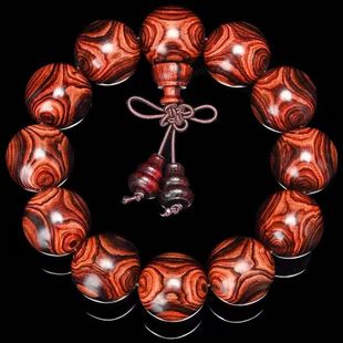 海南黄花梨手串鬼脸对眼油梨老料文玩佛珠海黄手链男女情侣念珠