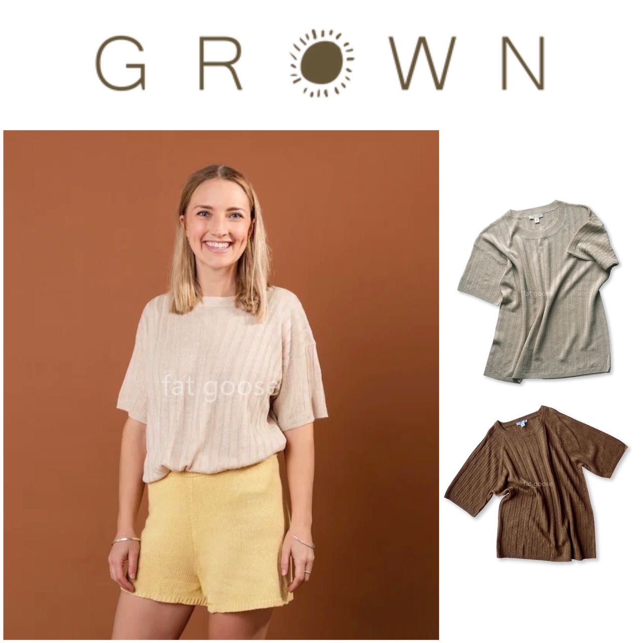 国现｜澳洲Grown亲子妈妈女士棉麻亚麻短袖上衣T恤纯色