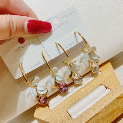 小花甜美风夸张锆石耳环