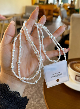 欧比雅比气质百搭温柔法式高级感轻奢仿珍珠项链长链毛衣链25260