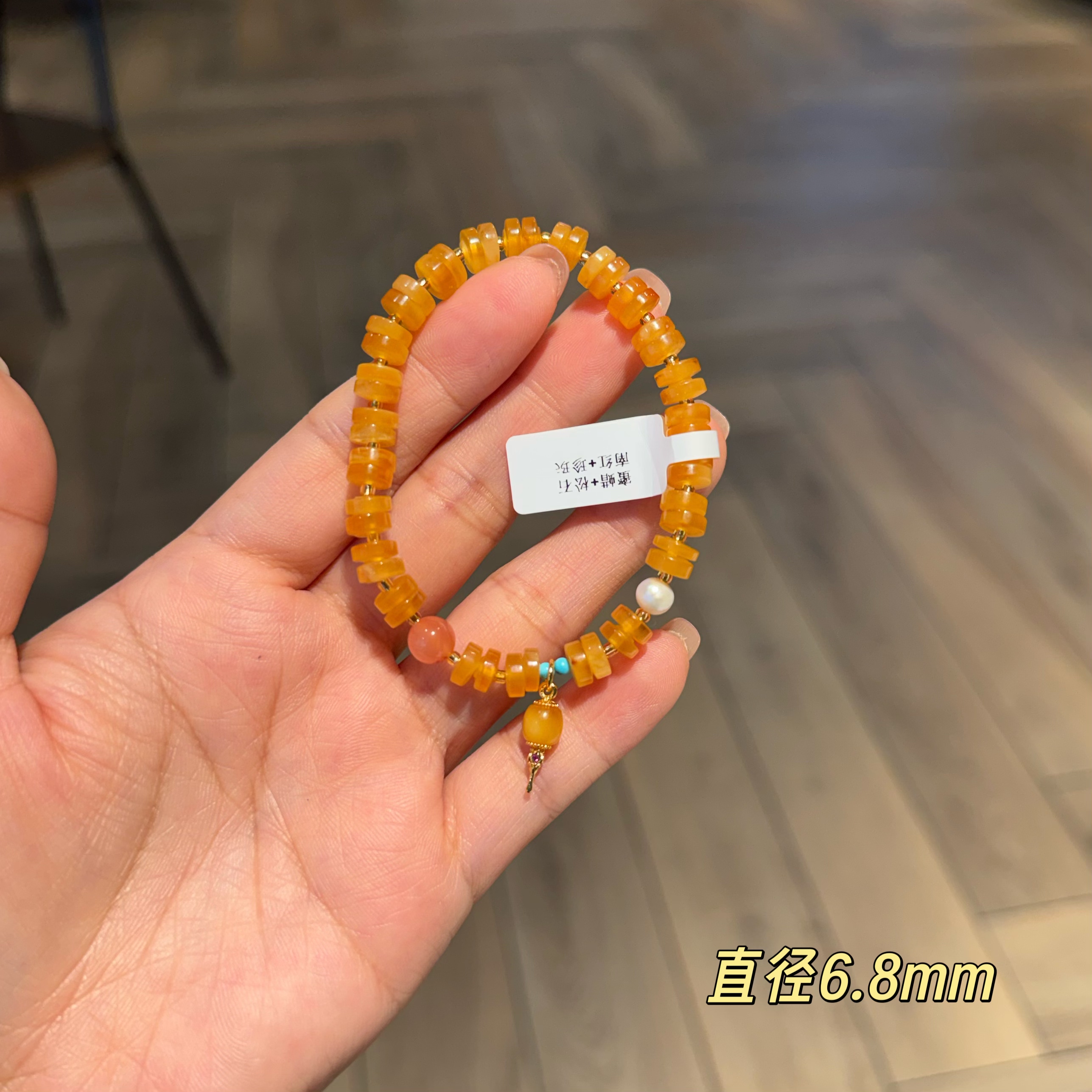 新款蜜蜡温柔时尚高级感气质精致甜美复古手链手串8278